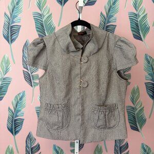 Forever 21 Cap Sleeve Striped Jacket | Puff Sleeve | Size L